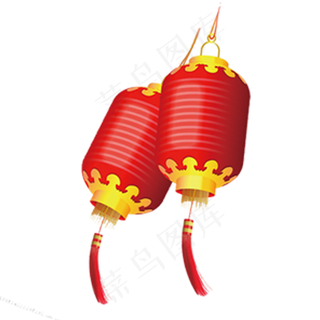 悬挂的红色椭圆形中国风灯笼,免抠元素