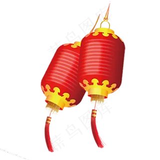 悬挂的红色椭圆形中国风灯笼,免抠元素