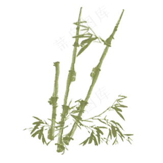 手绘中国风竹子水墨画PNG素材