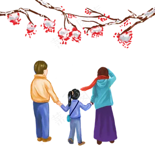 卡通手绘大雪中国传统,免抠元素