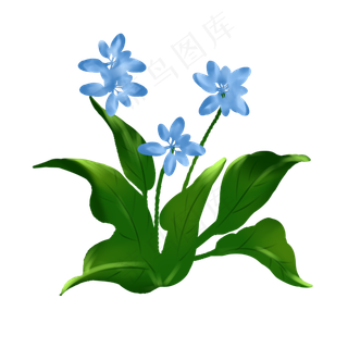 叶子绿色紫色花朵手绘装饰图案