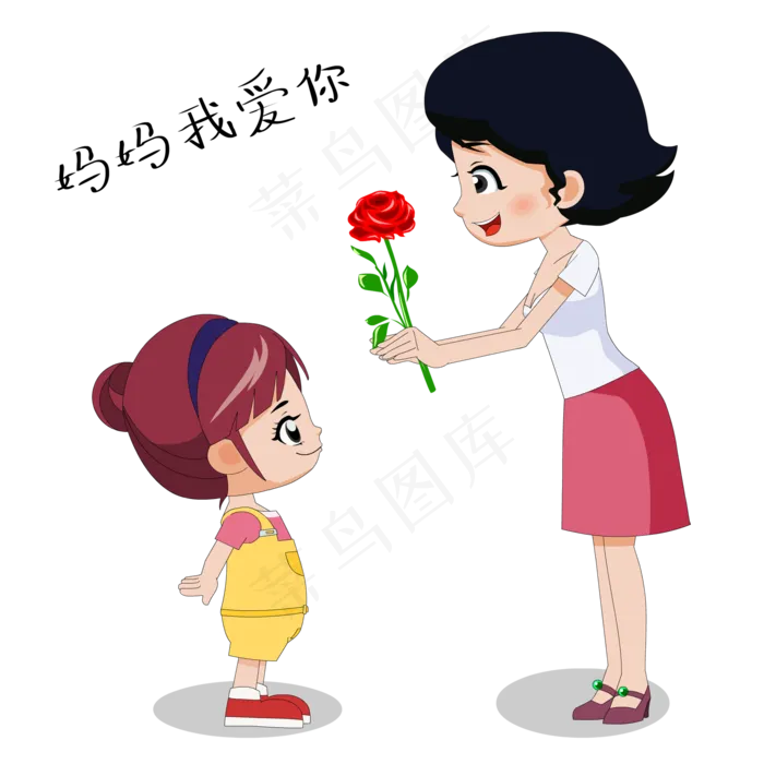 女儿在节日送妈妈花eps,ai矢量模版下载