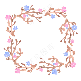 水彩花朵鲜花花环