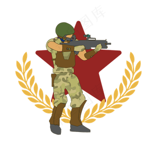 简约扁平卡通建军节解放军战士特