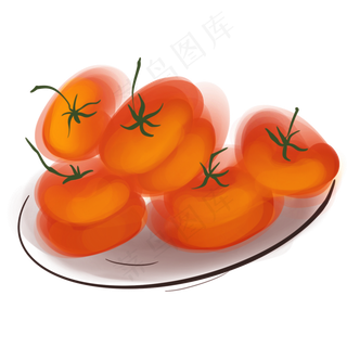 中国风水墨一盘柿子,免抠元素