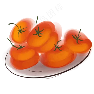 中国风水墨一盘柿子,免抠元素