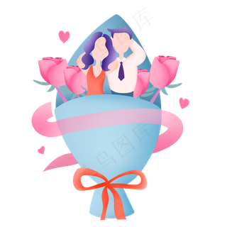 在花束里的情侣