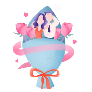 在花束里的情侣