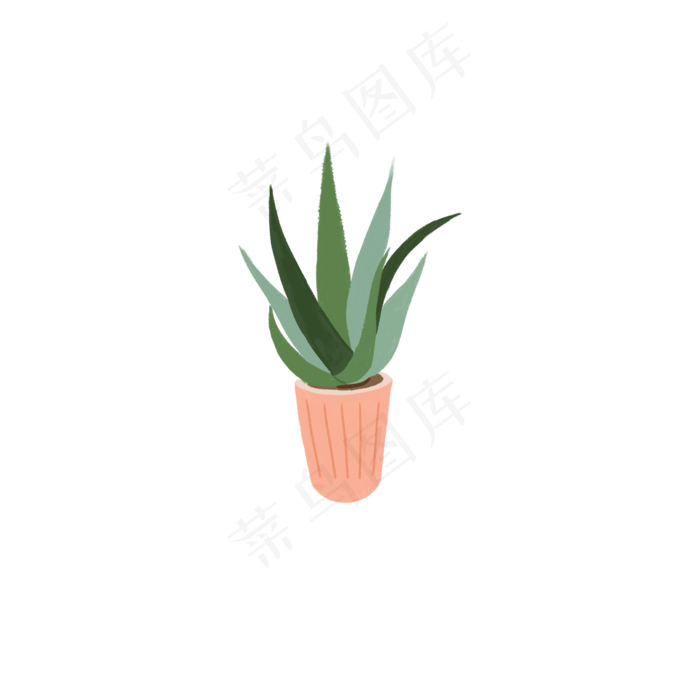 可爱绿色小植物芦荟盆栽素材(2000X2000(DPI:300))psd模版下载