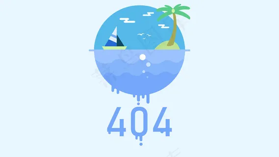 原创蓝色系卡通手绘创意海岛