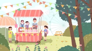 六一儿童节热闹的饮料车