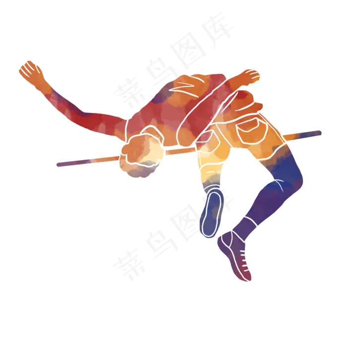 水彩运动跳高运动员(2000X2000(DPI:300))psd模版下载