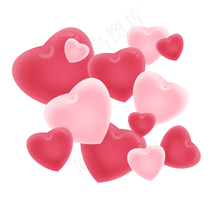 情人节爱心心形告白红色粉色淡色,免抠元素(2200*2200px)psd模版下载