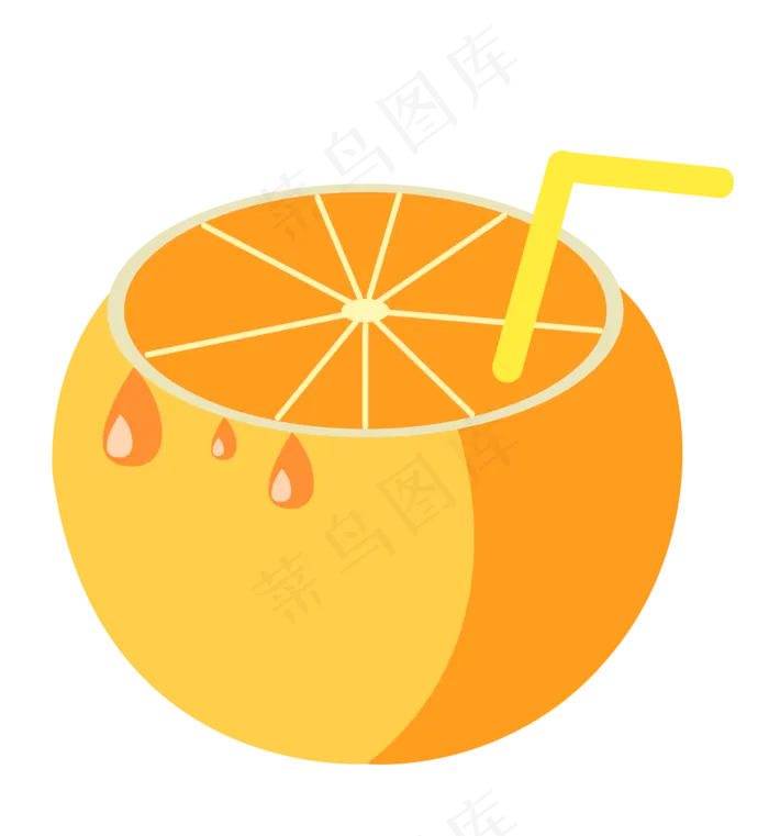 2.5D黄色橙子插图(2000*2174px 300 dpi )ai矢量模版下载