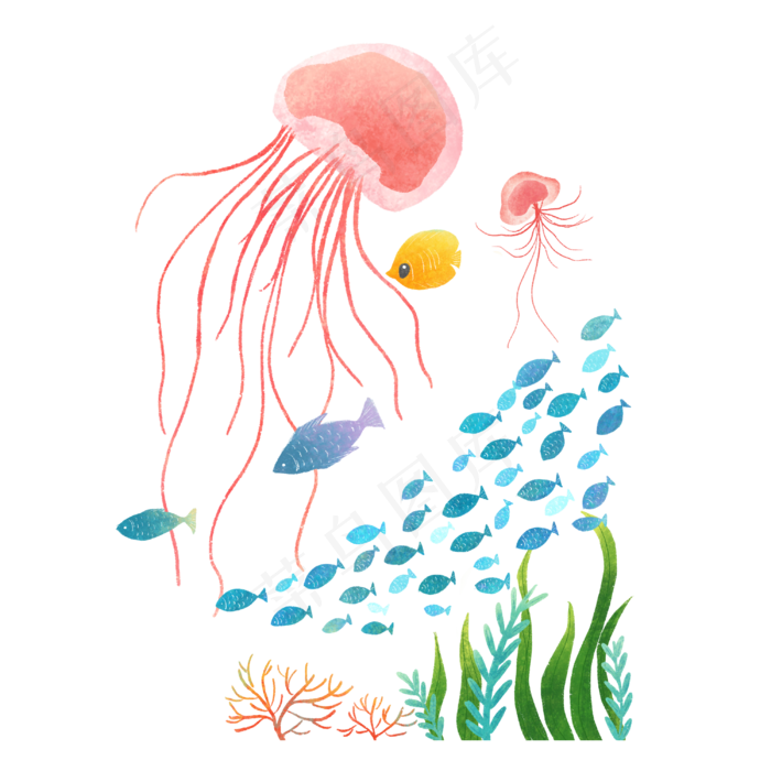 夏季海边元素装饰图,免抠元素(3000X3000(DPI:300))psd模版下载