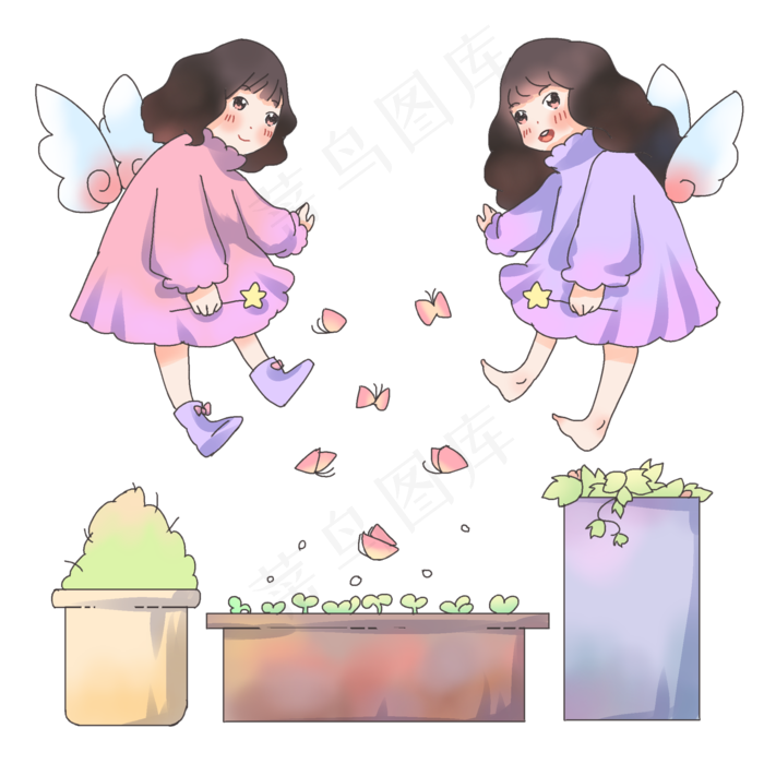 春分飞舞的小女孩,免抠元素