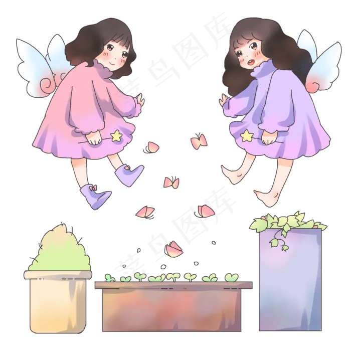春分飞舞的小女孩,免抠元素