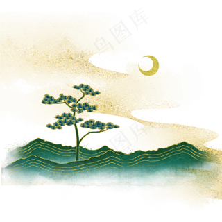 金绿风景中国风国潮风