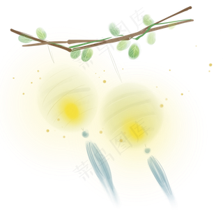 中国风挂在树上的灯笼,免抠元素