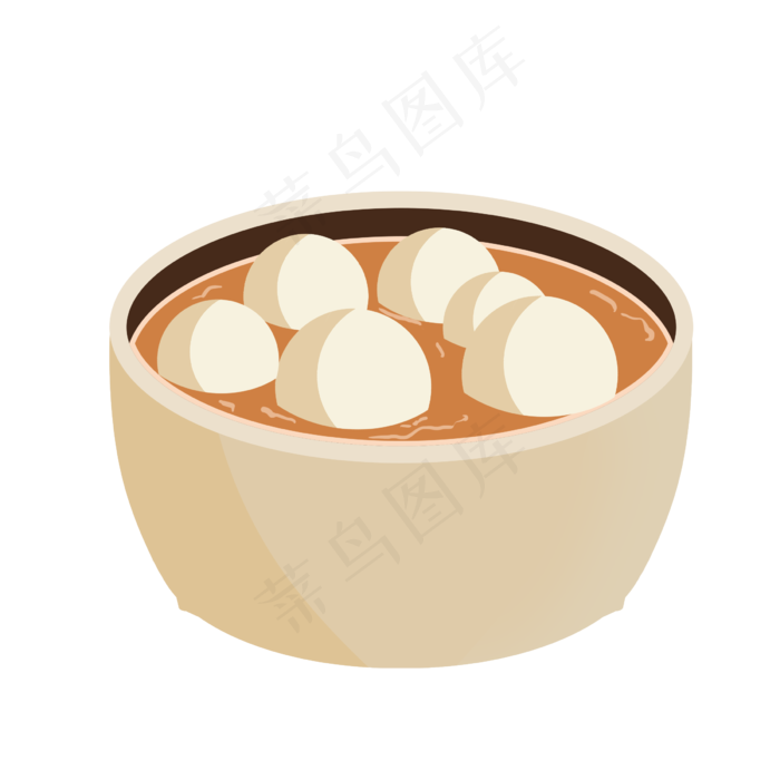 卡通手绘汤圆团圆插画,免抠元素