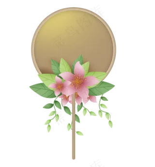 古风团扇桃花文字框