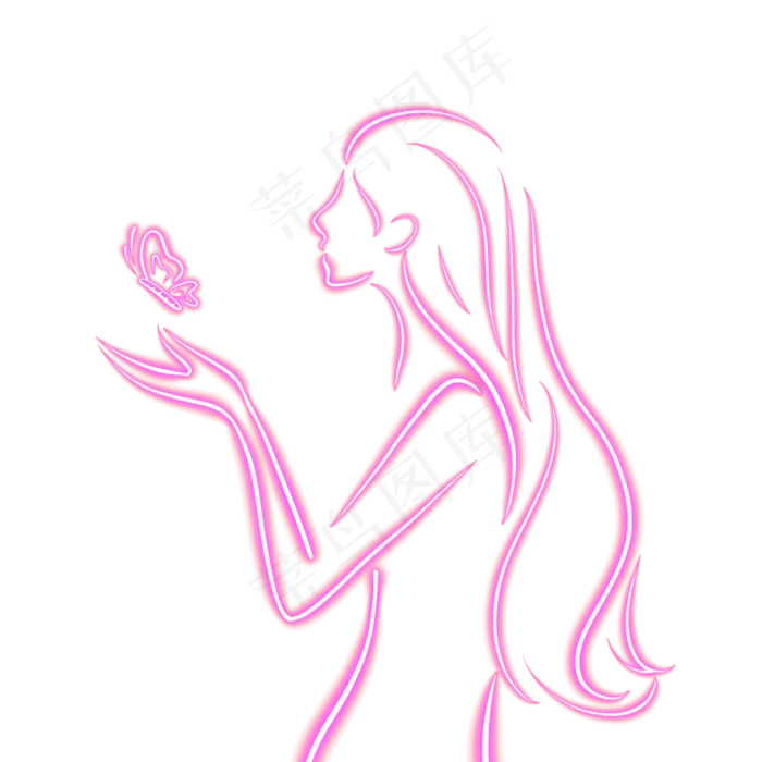 唯美光影线条女人,免抠元素(2048X2048(DPI:300))psd模版下载