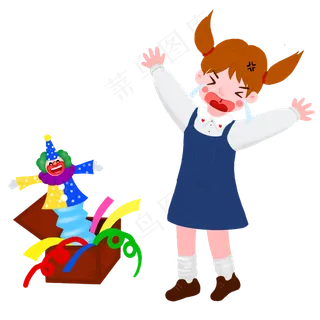 愚人节小女孩被小丑恶作剧盒子吓