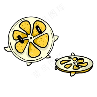 黄色创意圆弧柠檬水果元素