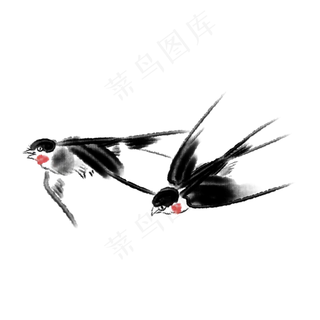 两只飞翔的燕子仙鹤,免抠元素