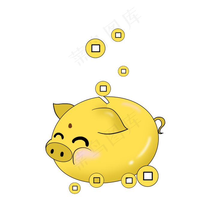 金色的金猪和钱币,免抠元素(3000X3000(DPI:300))psd模版下载