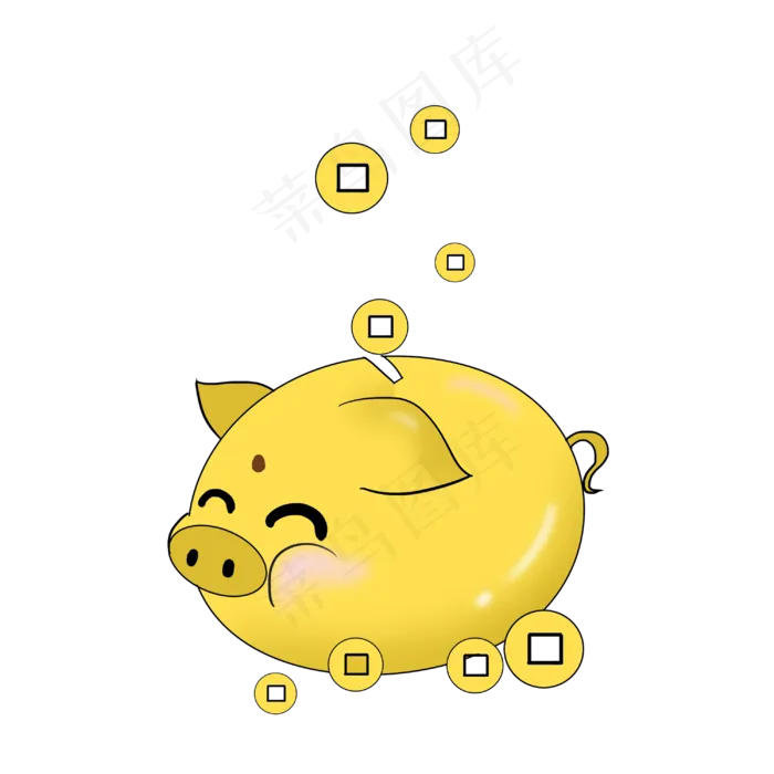 金色的金猪和钱币,免抠元素