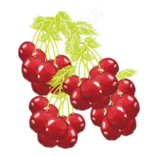 风格手绘水果樱桃成熟