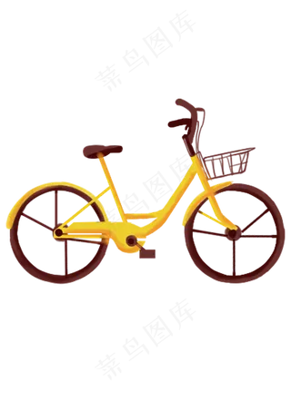 卡通矢量黄色自行车车子,免抠元素
