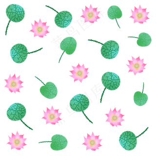 夏天手绘荷花荷叶清新底纹