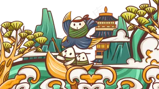 端午节国潮风古风卡通