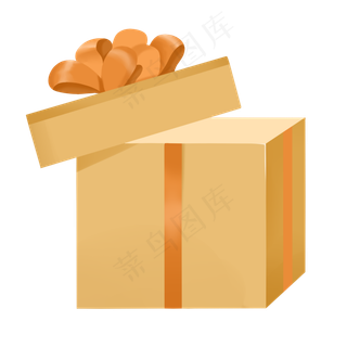 橙色礼物盒装饰,免抠元素
