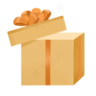 橙色礼物盒装饰,免抠元素