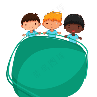 矢量卡通扁平化绿色立体儿童节边