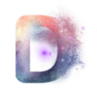 创意星空蓝色红色字母D,免抠元素艺术字