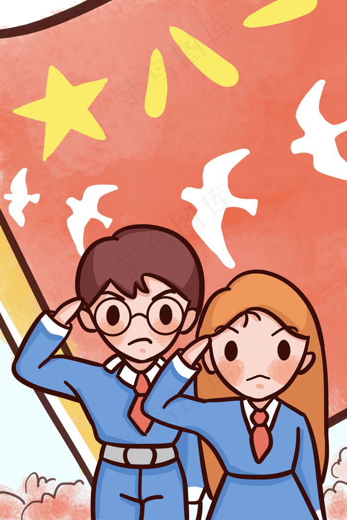 81建军节手绘插画