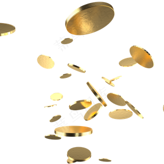 高清金色漂浮金币,免抠元素