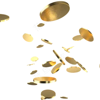高清金色漂浮金币,免抠元素