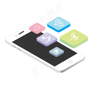 2.5D卡通手机图标,免抠元素