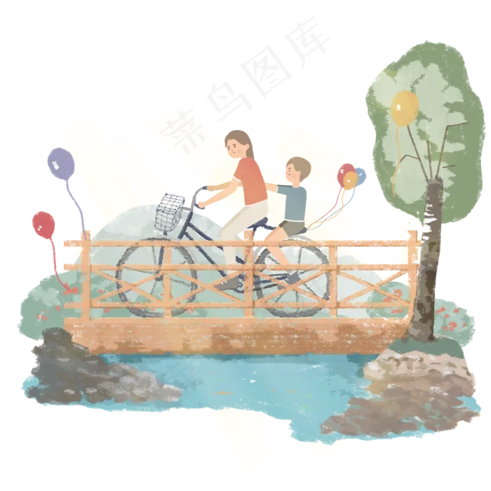 儿童节出门旅游的母子