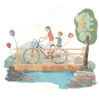 儿童节出门旅游的母子