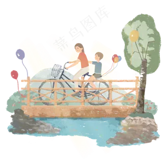 儿童节出门旅游的母子