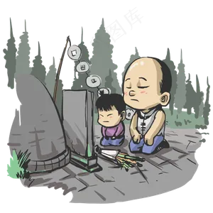 清明节古装牧童祭祖,免抠元素