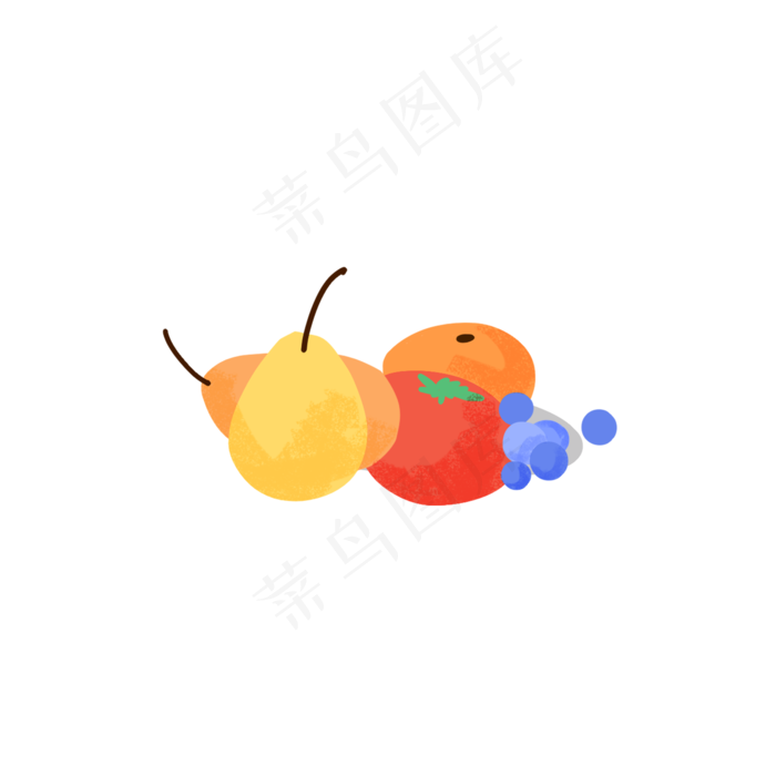 一盘新鲜的水果卡通元素(2000X2000(DPI:72))psd模版下载