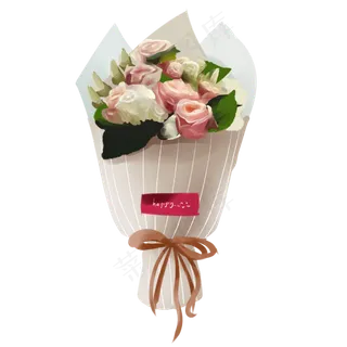 商用手绘节日花束植物花花艺白玫