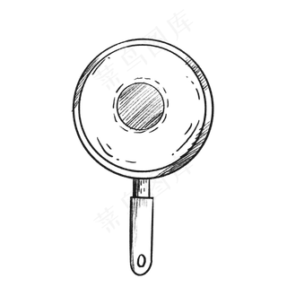 卡通简约手绘炒锅平底锅,免抠元素